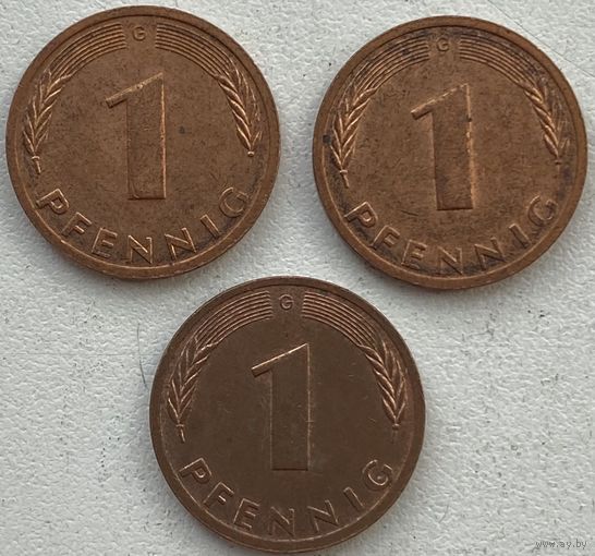 Германия 1 пфенниг 1991 г. G. Цена за 1 шт.