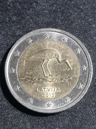 Латвия 2 евро 2015 Аист