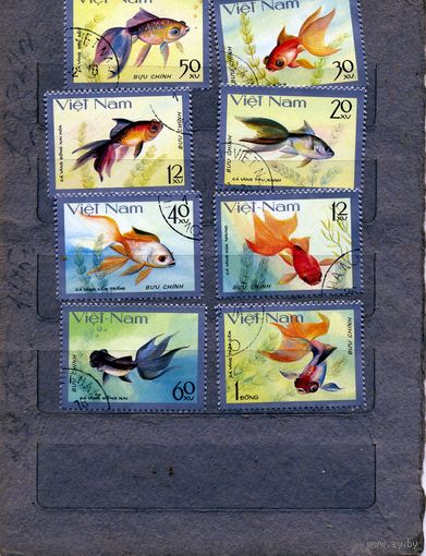 ВЬЕТНАМ, 1978,  Рыбы, серия 8м, гашен