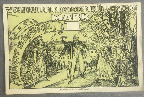 Нотгельд 1 марка 1922 год. Росток,. Веймарская республика