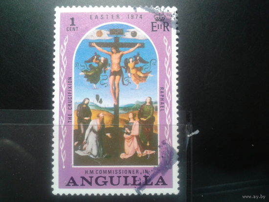 Ангилья, колония Англии, 1974. Картина Рафаэля "Распятие"