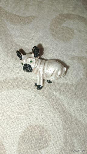 Брошь собачка, бульдог, песик
