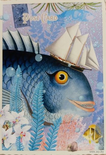 О-10. ПОДПИСАННАЯ ОТКРЫТКА. НИДЕРЛАНДЫ. ПАРУСНИК НА РЫБЕ.