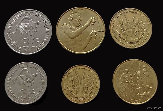 6 МОНЕТ ЗАПАДНОЙ АФРИКИ БЕЗ ПОВТОРОВ