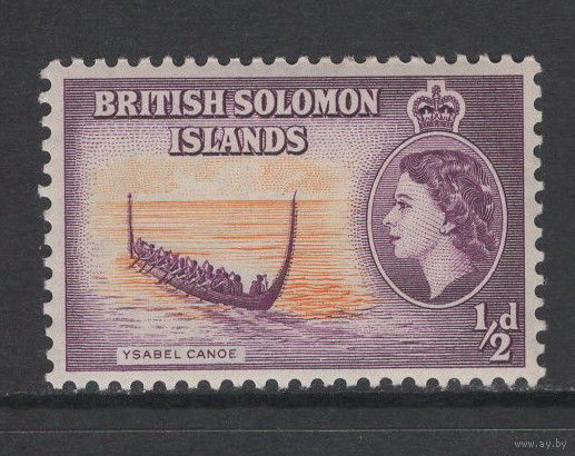 Британские Соломоновы острова /British Solomon Islands 1956** Каноэ Аборигены Елизавета II  Mi#81