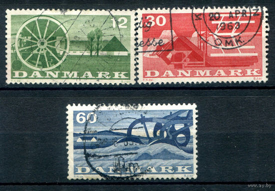 Дания - 1960г. - сельское хозяйство - 3 марки - полная серия, гашёные [Mi 378-380]. #3-WB-101-A-2