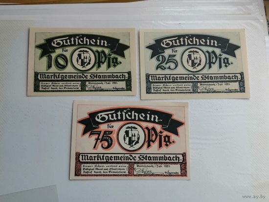 10 25  75 пфенниги 1921 Stammbach