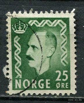 Норвегия - 1955/1956 - Король Хокон VII 25 O - [Mi.396] - 1 марка. Гашеная.  (Лот 53Gf)-T2P23