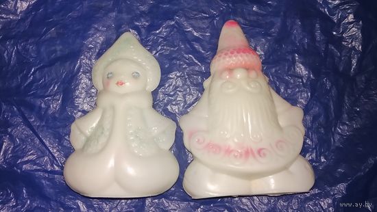 Елочная игрушка СССР Дед Мороз и Снегурочка Редкие . Пластмасса