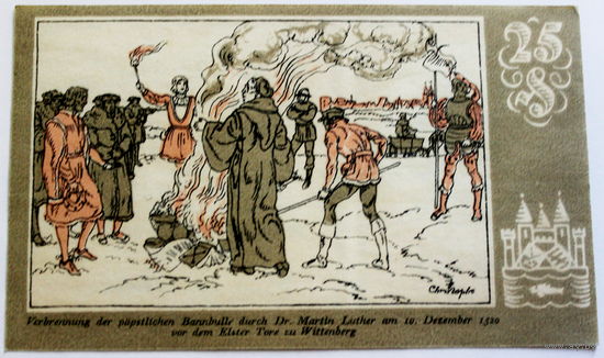 РАСПРОДАЖА!!! - ГЕРМАНИЯ ВИТТЕНБЕРГ (БРАНДЕНБУРГ) 25 пфеннигов 1922 год (первый сюжет) - UNC!