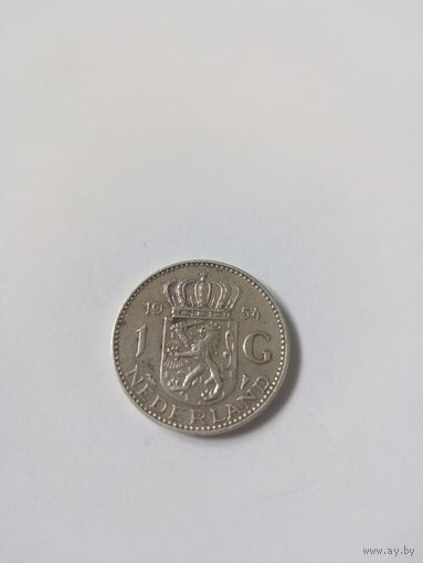 1 гульден 1954 года Нидерланды, серебро