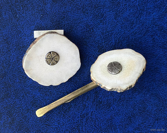 Зажим для галстука и украшение в петлицу из рога оленя