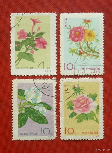 КНДР. Цветы. ( 4 марки ) 1965 года. 4-10.