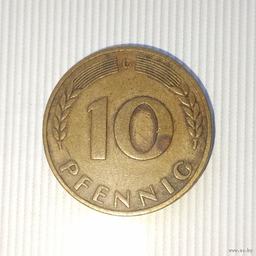 10 пфеннигов 1950 года(G) Федеративная республика. Родная патина!