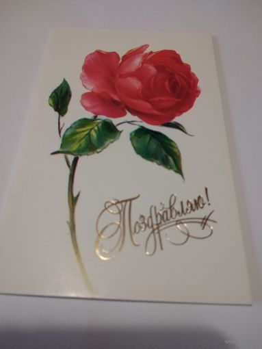 Открытка 1989г. Чистая, двойная.  Художник О. Коробова