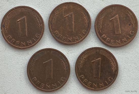 Германия 1 пфенниг 1985 г. F. Цена за 1 шт.