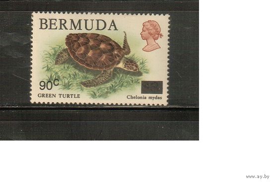 Бермуды-1986(Мих.498) , ** , Морская  Фауна,   Черепаха, Надп.(одиночка)
