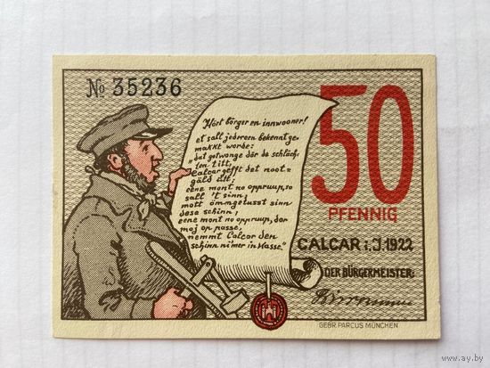 Нотгельд 50 пфеннигов. Калькар. Веймарская республика - 04