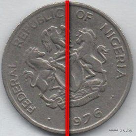 ФЕДЕРАТИВНАЯ РЕСПУБЛИКА НИГЕРИЯ  10 КОБО 1976. БРАК. ПОВОРОТ