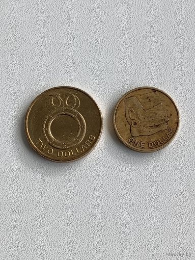 Океания Соломоновы острова набор 2 монеты: 1 и 2 доллара 2012 года