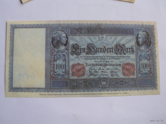 100 марок 1910 Польская репродкция 2006 года