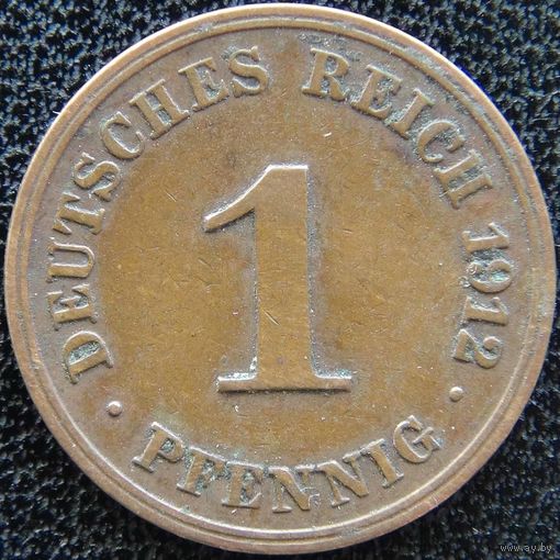 YS: Германия, Рейх, 1 пфенниг 1912J, KM# 10