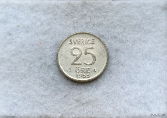 Werty71 Швеция 25 эре 1953 серебро