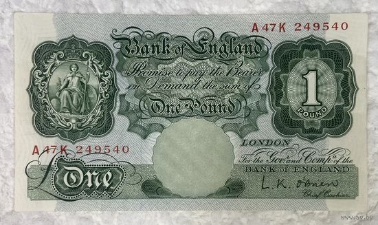 Банкнота 1 фунт 1948-1960 годов. Великобритания.
