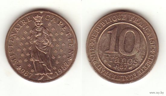 10 франков, 1987 Тысячелетие династии Капетингов