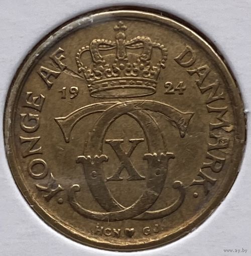 Дания 1/2 кроны 1924 г. В холдере
