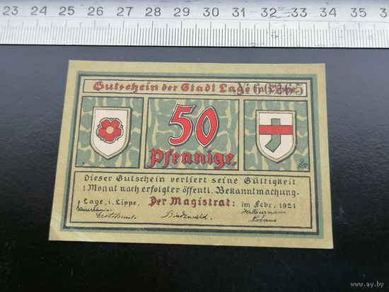 Германия-нотгельд 50 пфеннингов 1921 Lage i Lippe