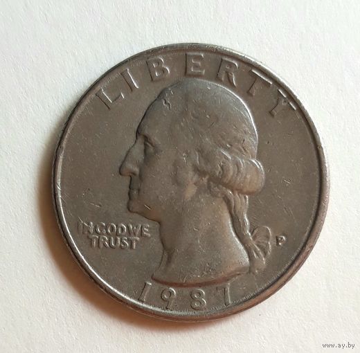 США 25 центов 1987 г. "Р".