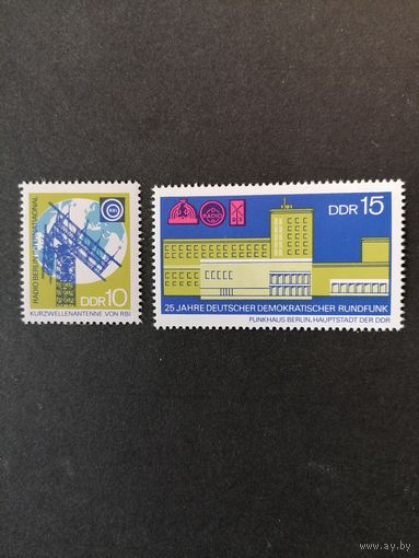 ГДР 1970 Полная серия марок "25 лет радиовещанию ГДР" (чистая**) Mi.1573-1574 каталог 1.70 евро
