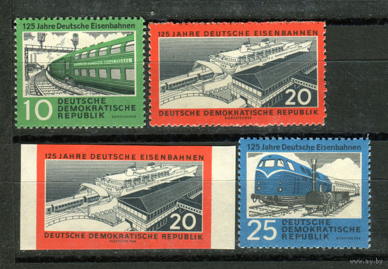 ГДР - 1960г. - 125 лет немецкой железной дороге - полная серия, MNH [Mi 804-806, 805b] - 4 марки