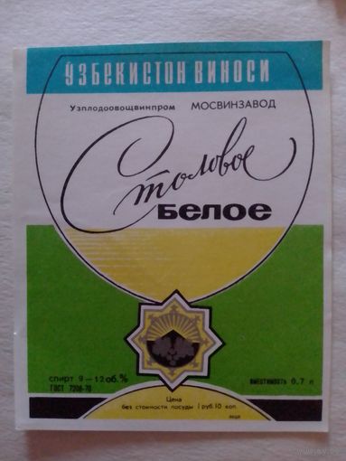 Этикетка от вина. УзбеССР