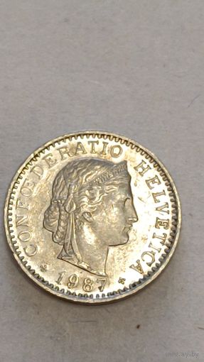 Швейцария. 20 раппен 1987 года. (2)