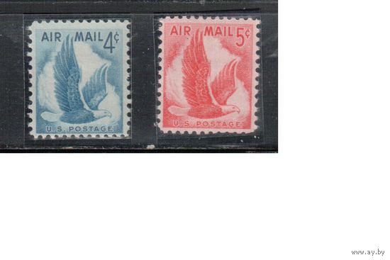 США-1954-1958, (Мих.680-681),  ** , Авиапочта, Орел (полная серия)
