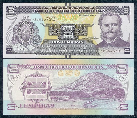 Гондурас 2 лемпиры 2019 год, UNC