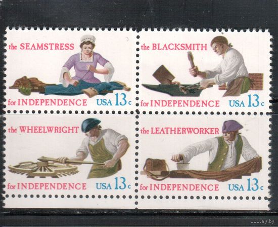 США-1977, (Мих.1305-1308) , ** , Профессии, Ручной труд (полная серия)