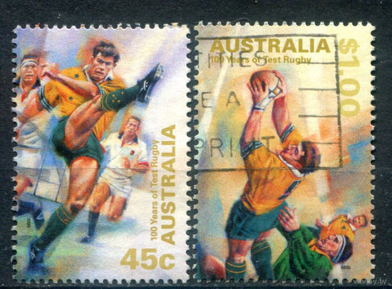 Австралия - 1999г. - международный чемпионат по регби - 2 марки - гашёные. #3-WB-101-KS-4