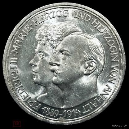 3 марки 1914 Ангальт - 25 лет свадьбе Фридриха II и Марии Баденской