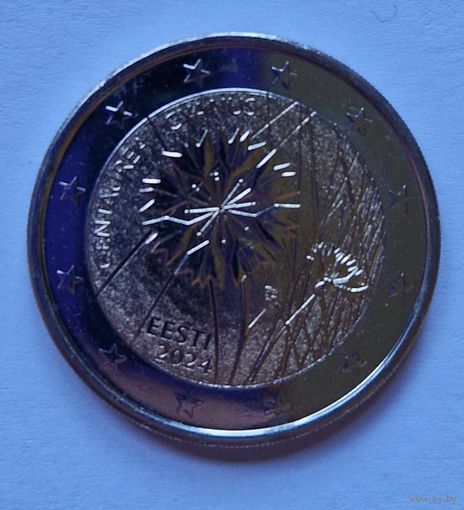 Эстония 2 евро 2024 Василек UNC из ролла