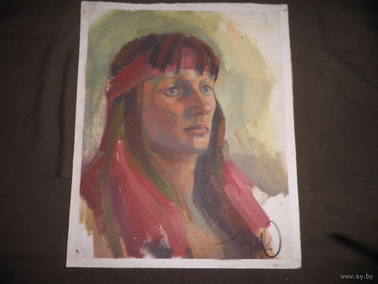 Картина Портрет маслом на картоне авторская 70-е г.С рубля.