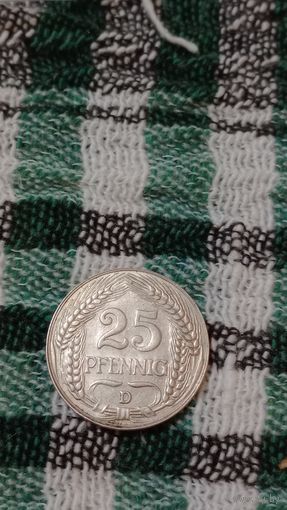 Германия 25 пфеннигов 1909D