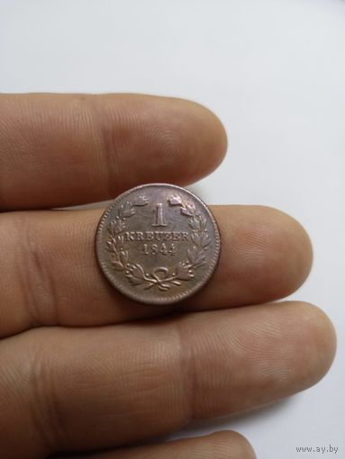 1 крейцер 1844 год, Баден, Леопольд