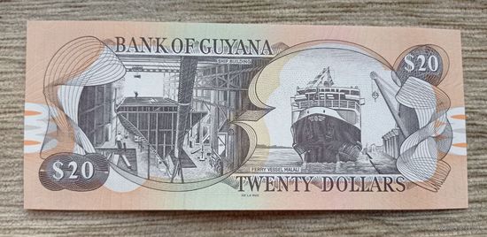 Werty71 Гайана 20 долларов 2018 UNC банкнота Корабль Водопад Кайетур