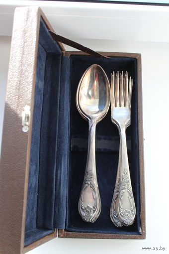 Шикарный набор столовых вилок и ложек ЗИШ мельхиор новые в родной коробке