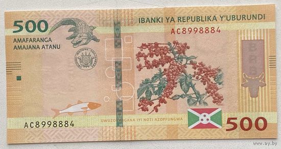 Бурунди 500 франков 2018 г.