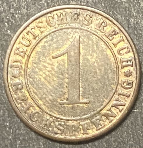 Монета 1 пфенниг 1929 год. Веймарская республика.