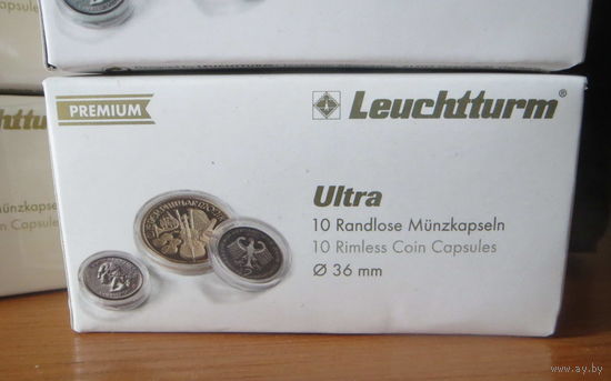 Капсулы для монет Leuchtturm Ultra 36 мм. Упаковка 10 штук.